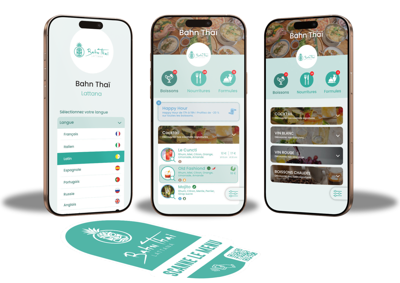 Téléphone avec sticker NFC pour afficher le menu